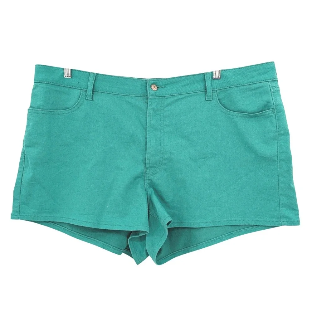 High Rise Denim Shorts Teal Stretch Fitted Casual Old Navy Size‎ 22